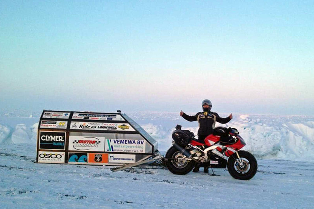 THIS MAN IS RIDING AN EXUP TO THE NORTH POLE