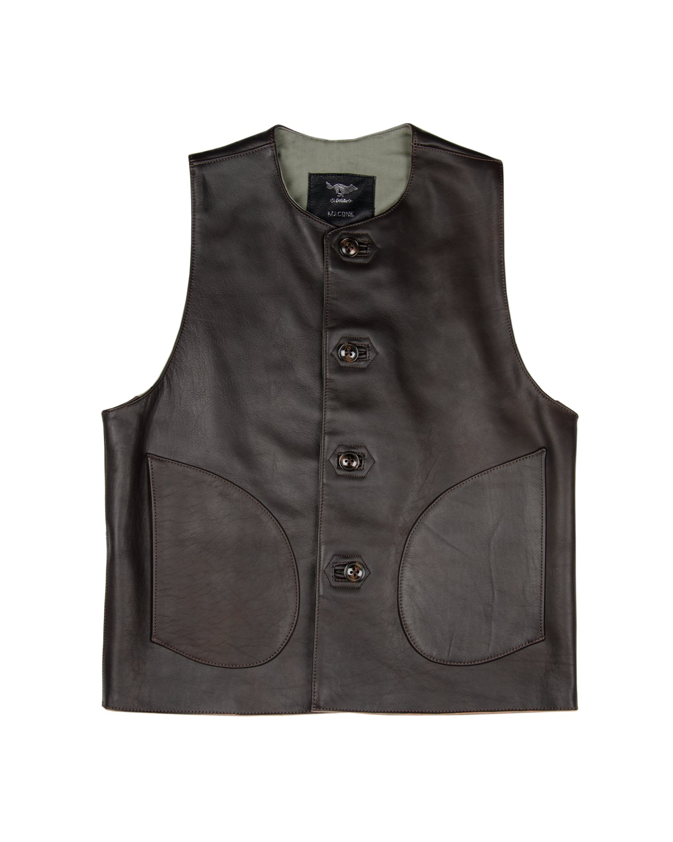 Macone Leather Vest - Lightweight Olive -