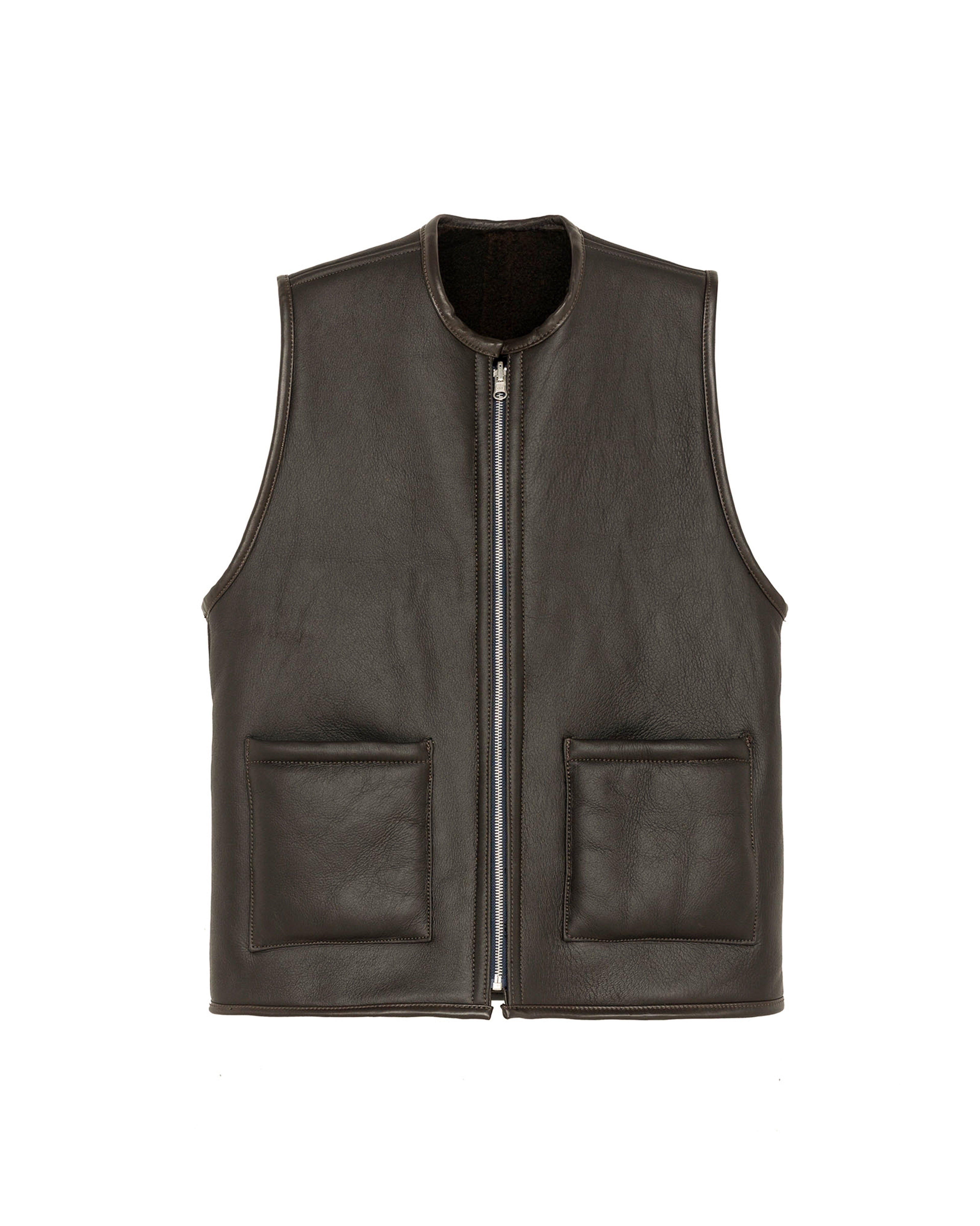 Solitario Reversible Shearling Vest Brown