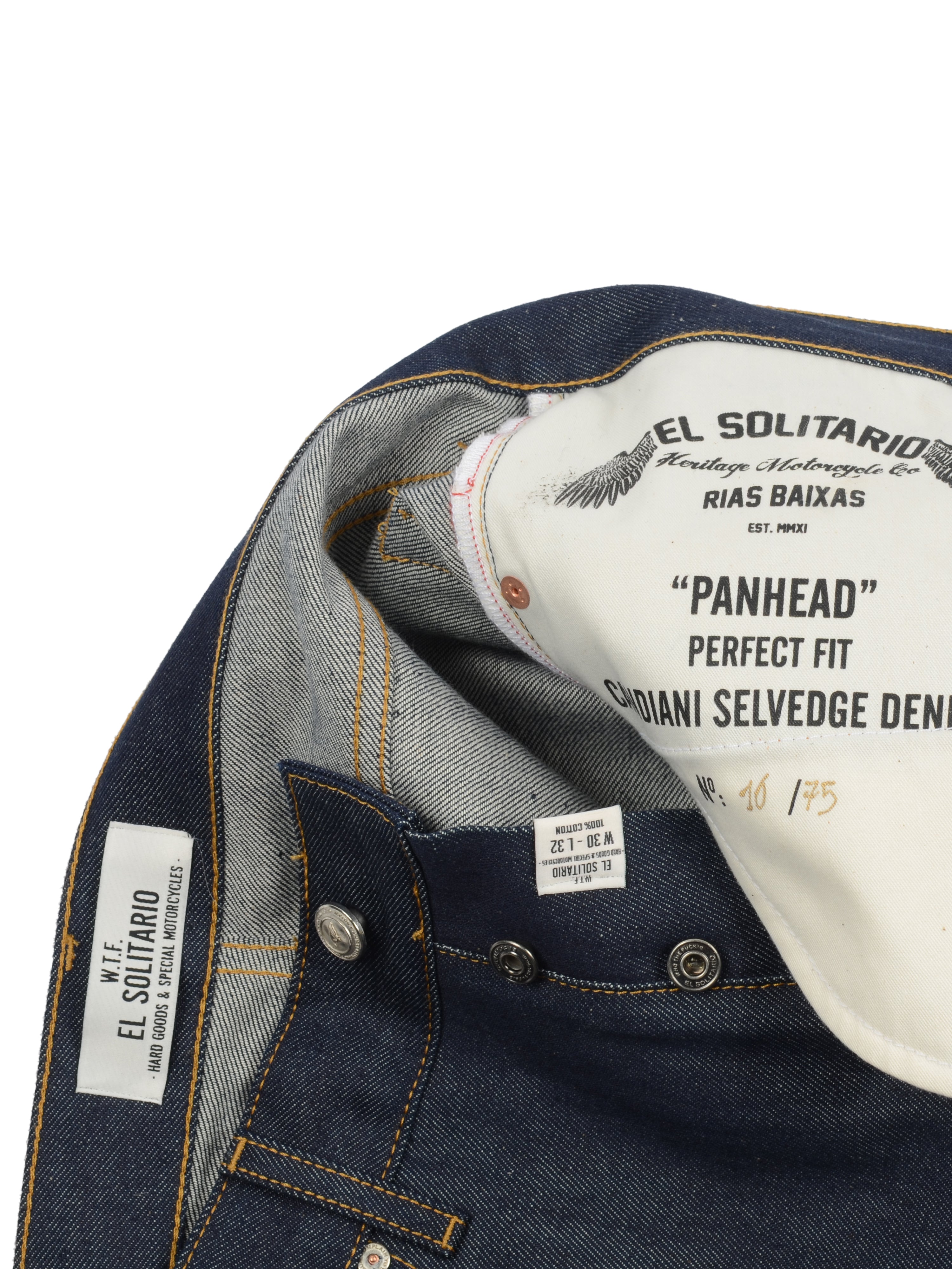 El Solitario Panhead regular raw selvedge Denim Indigo