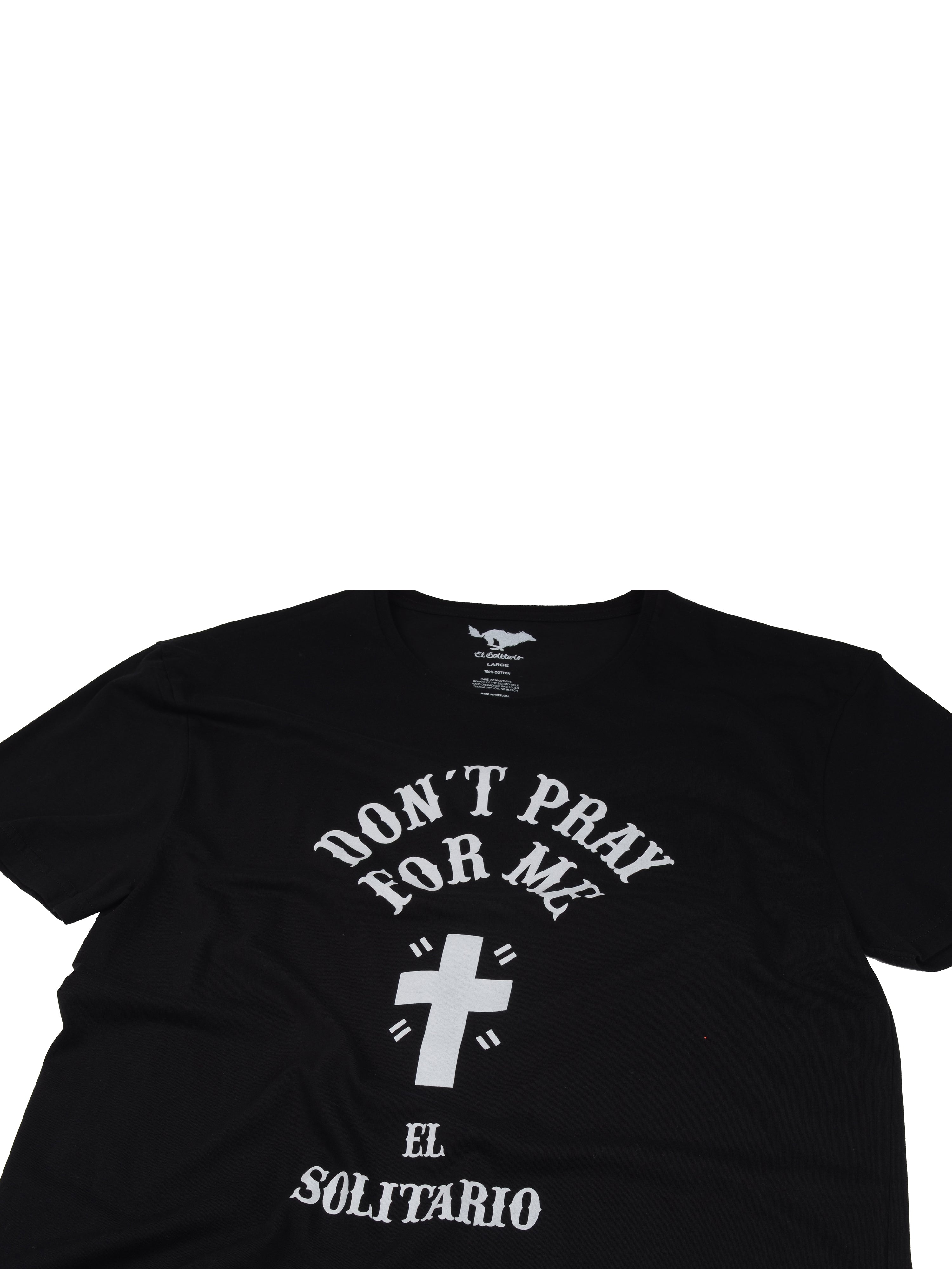 El Solitario Prayers Black T-Shirt. Detail