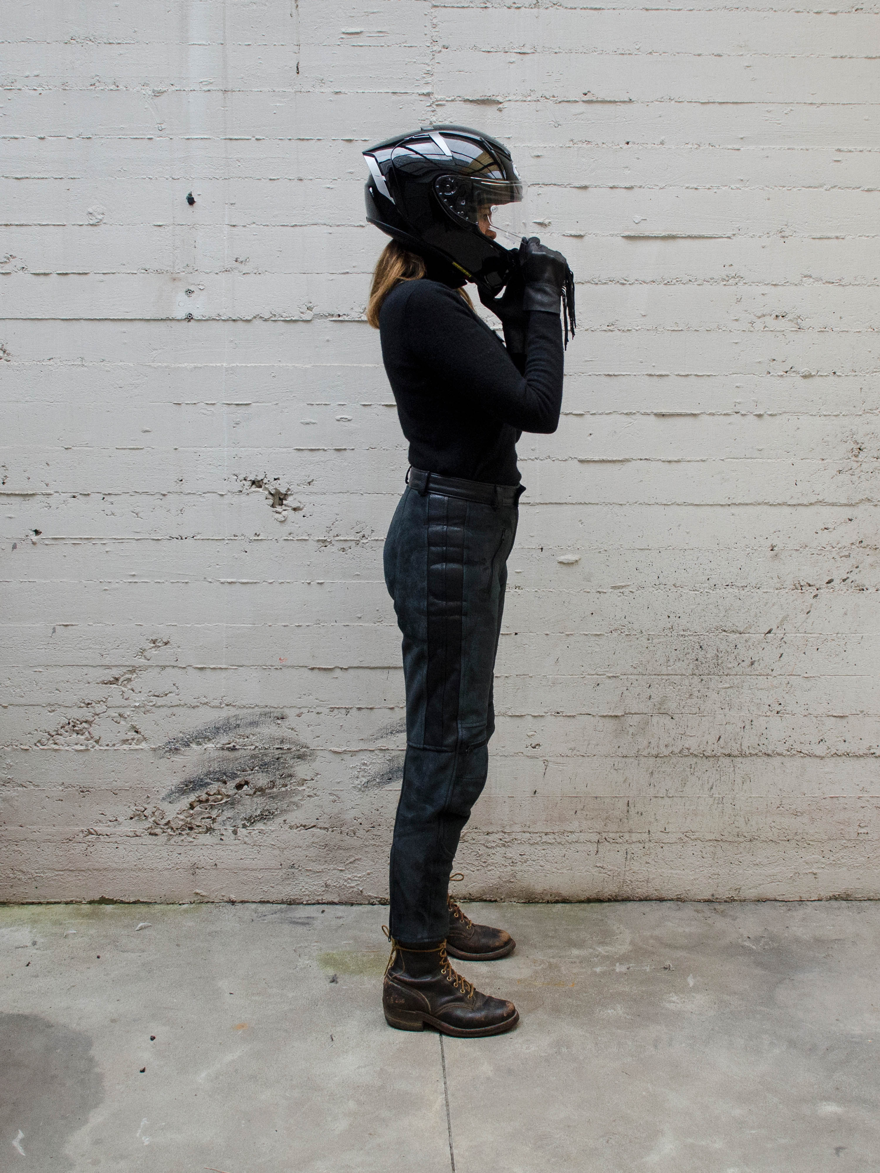 Women's Rascal Leather Motorcycle Pants Black