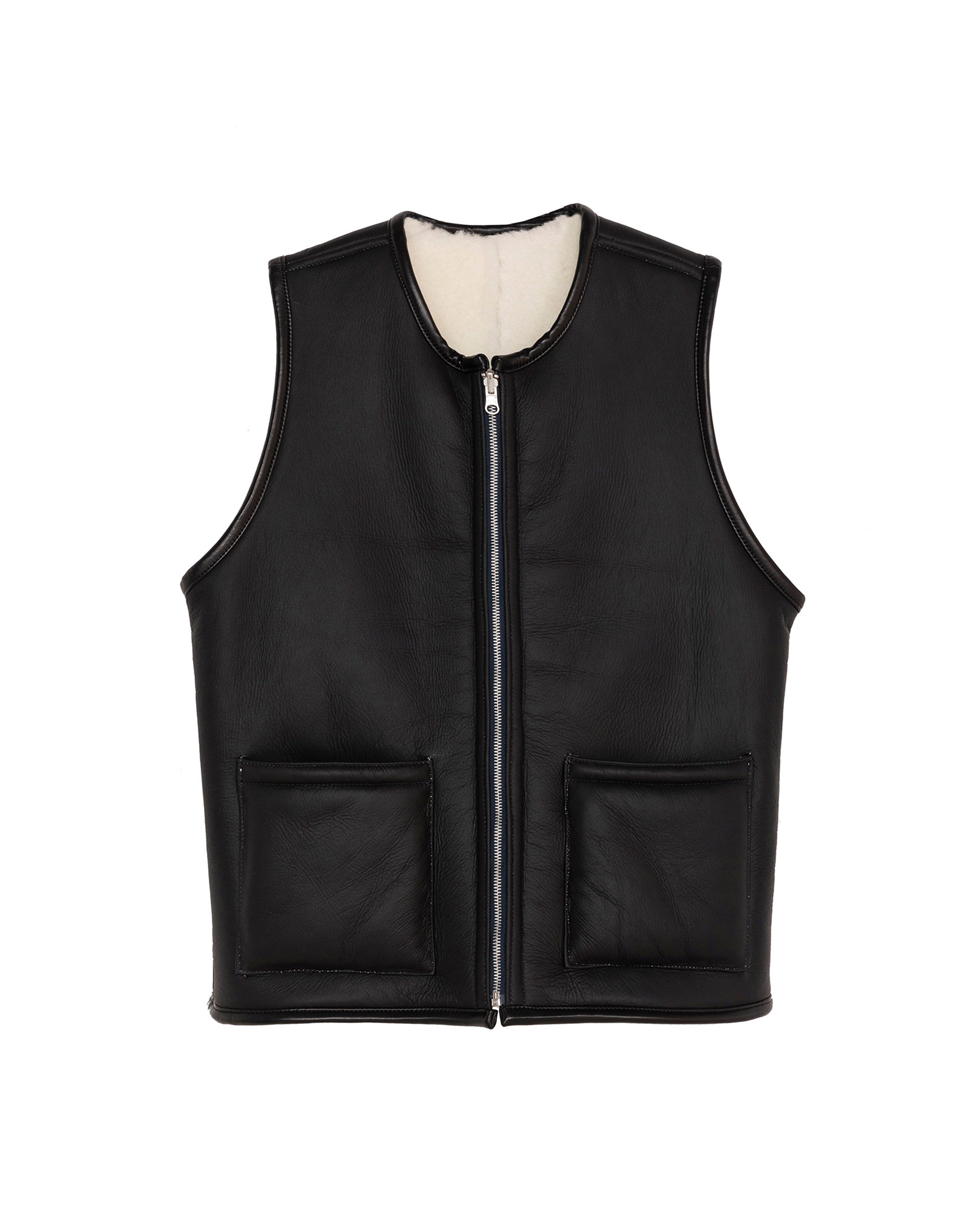Solitario Reversible Shearling Vest Black