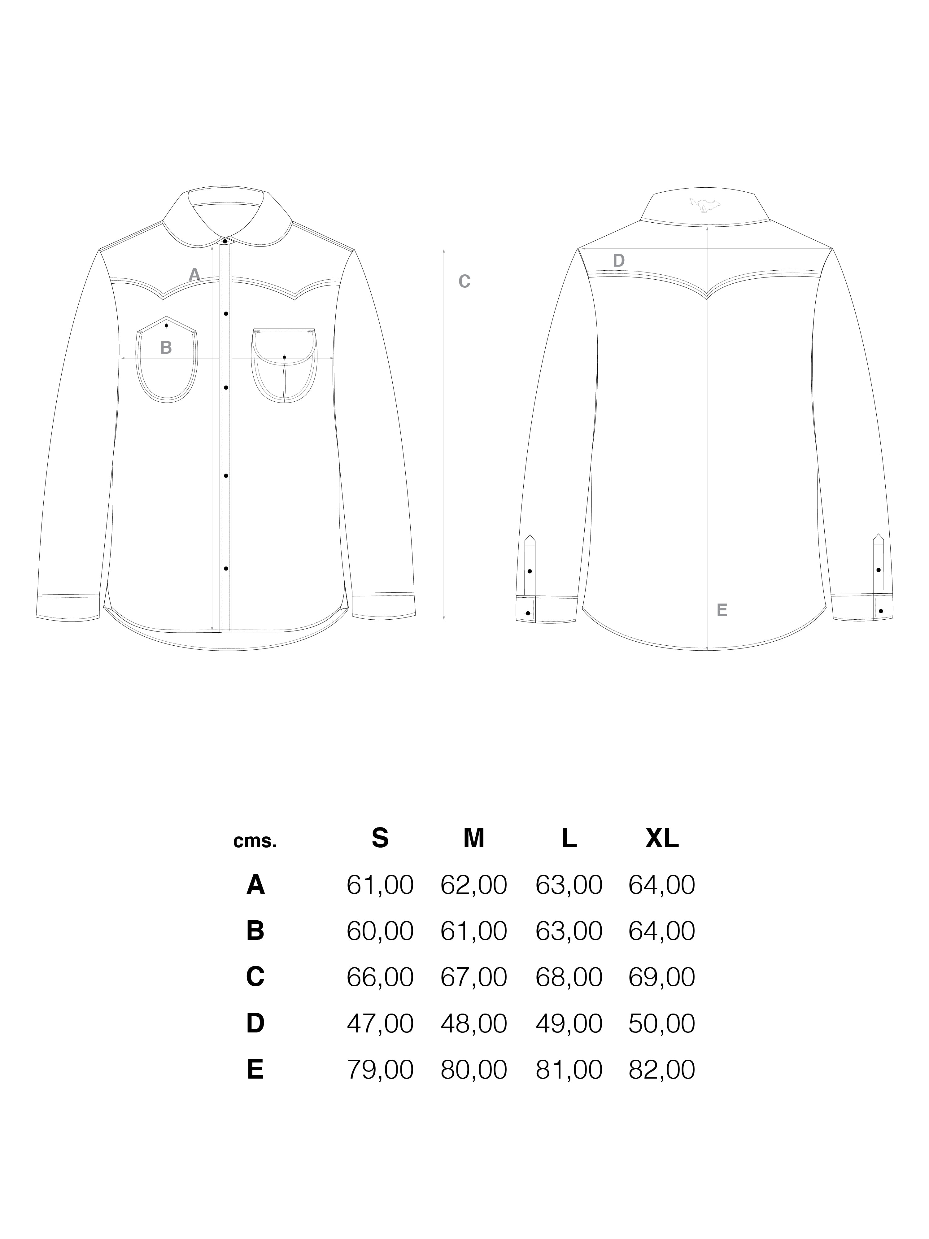 El Solitario Vandal Overshirt Black. Size Chart